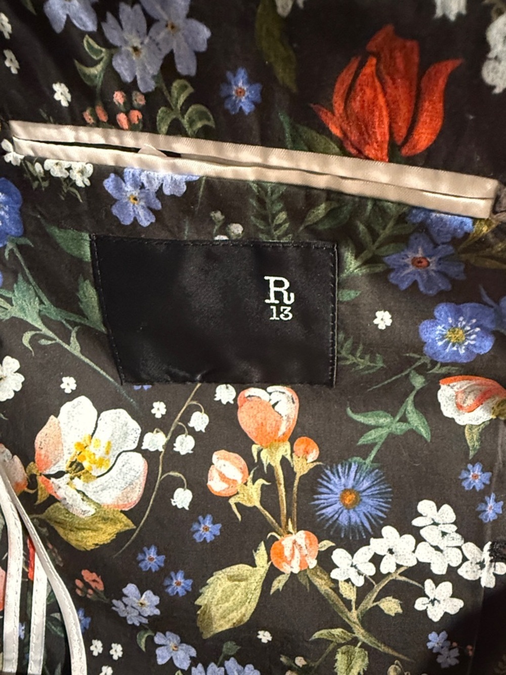 R13 Black Floral Printed Women's Blazer - Picture 2 of 5